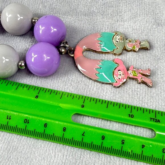 Trolls Pendant Chunky Beaded Necklace Multicolor Pastels Adjustable Women Girls - Picture 7 of 16